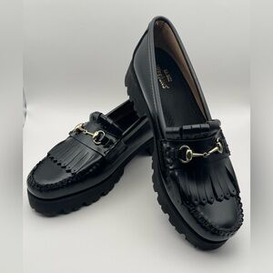 Weejuns Black Leather Loafers Kiltie Fringe Women Size 7 Never Worn